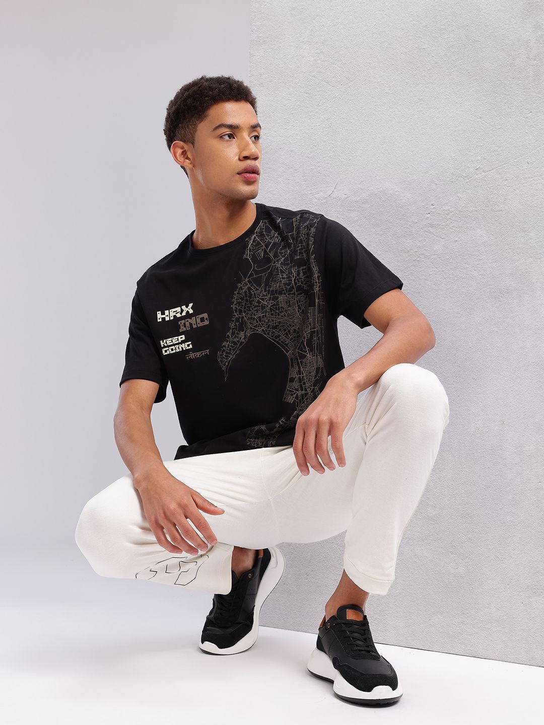 HRX by Hrithik Roshan Geometric Printed Casual T-shirt
