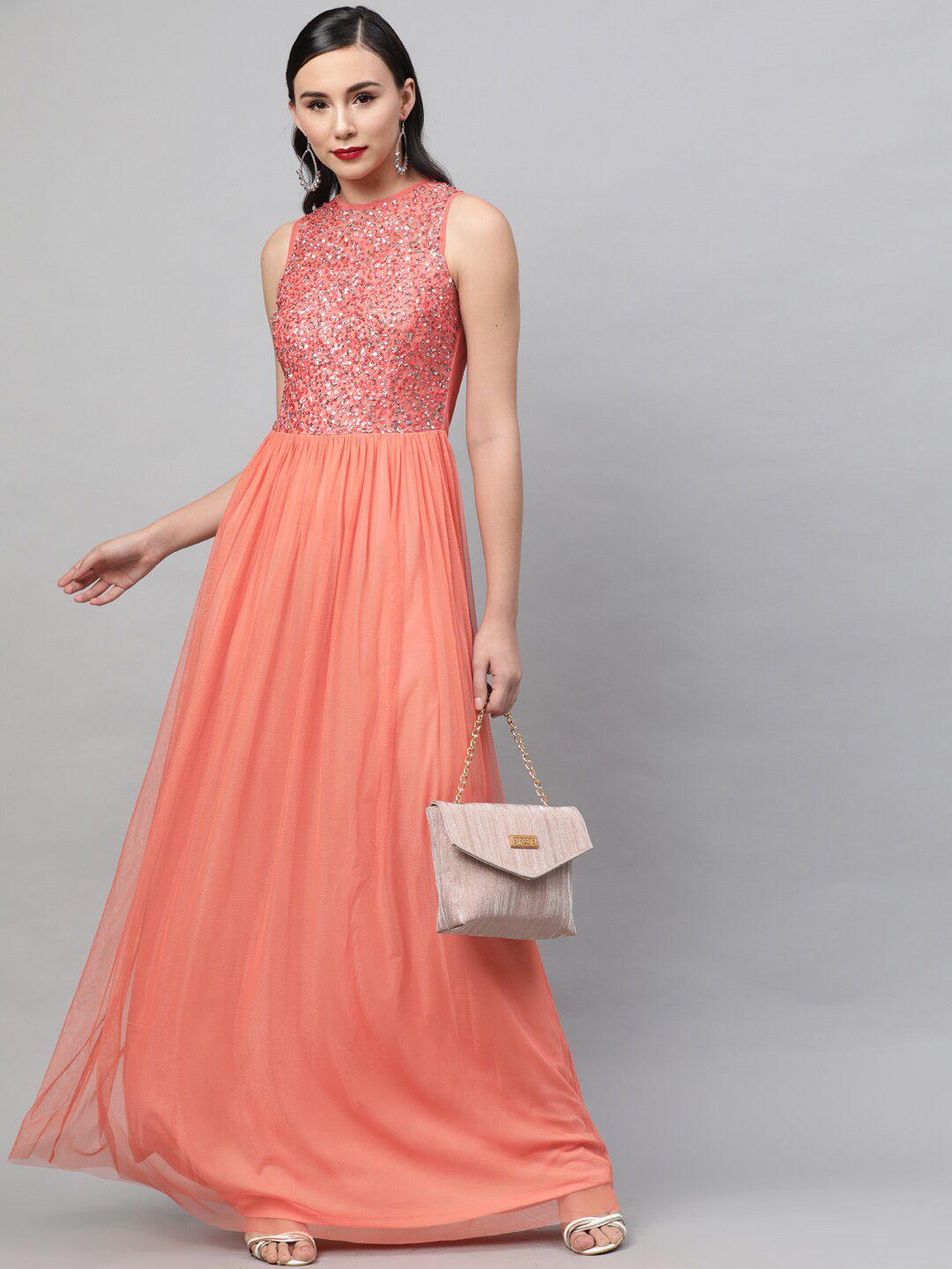 STREET 9 Orange Embellished Maxi Dress