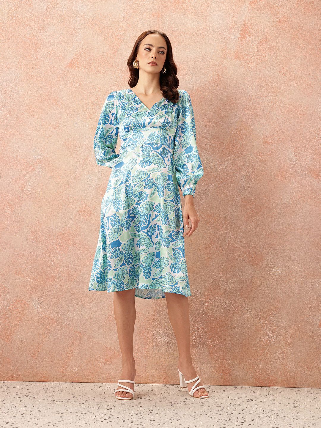 all about you Floral Print Satin Empire Dress