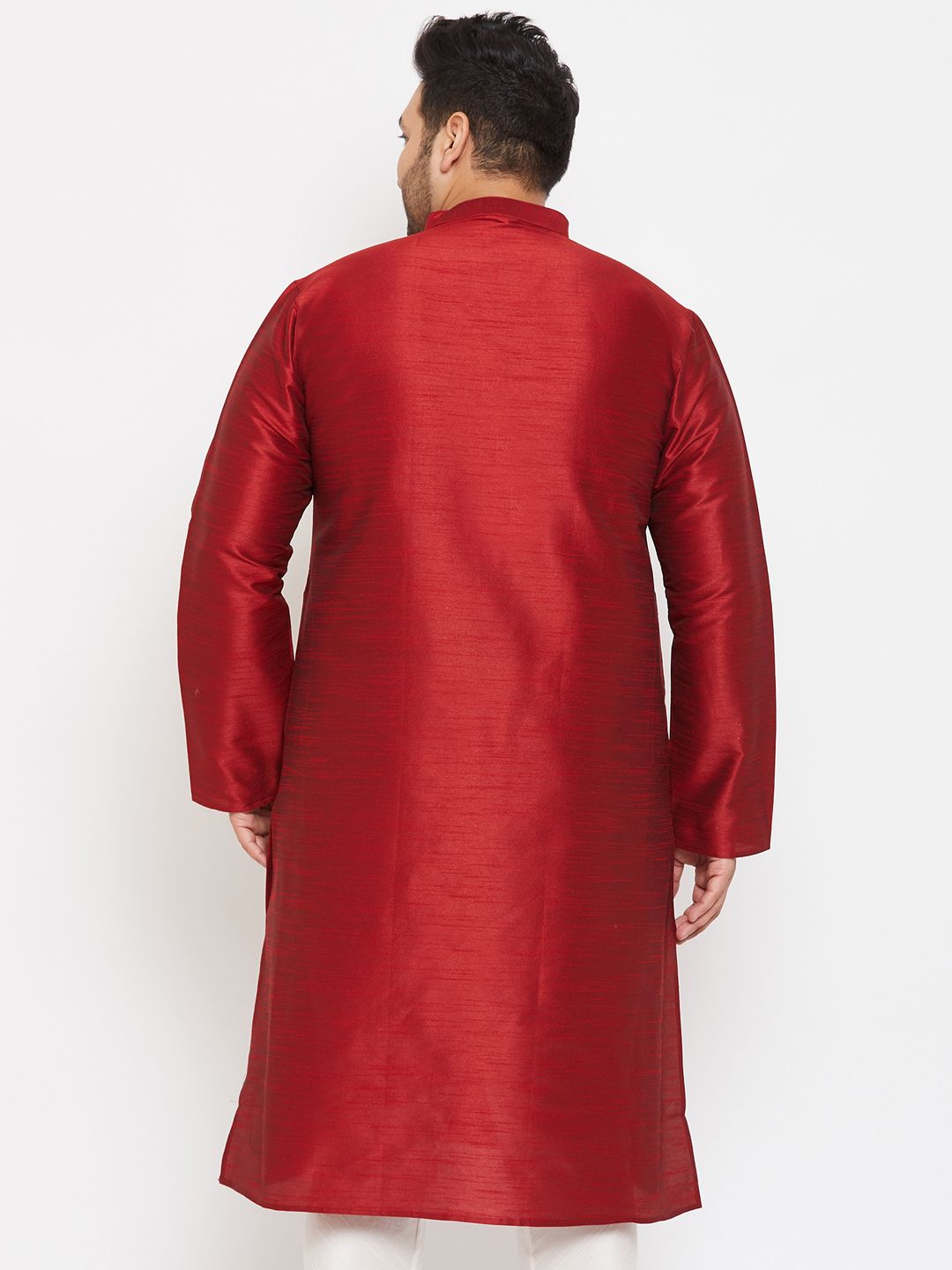VASTRAMAY Men Maroon Silk Blend Kurta