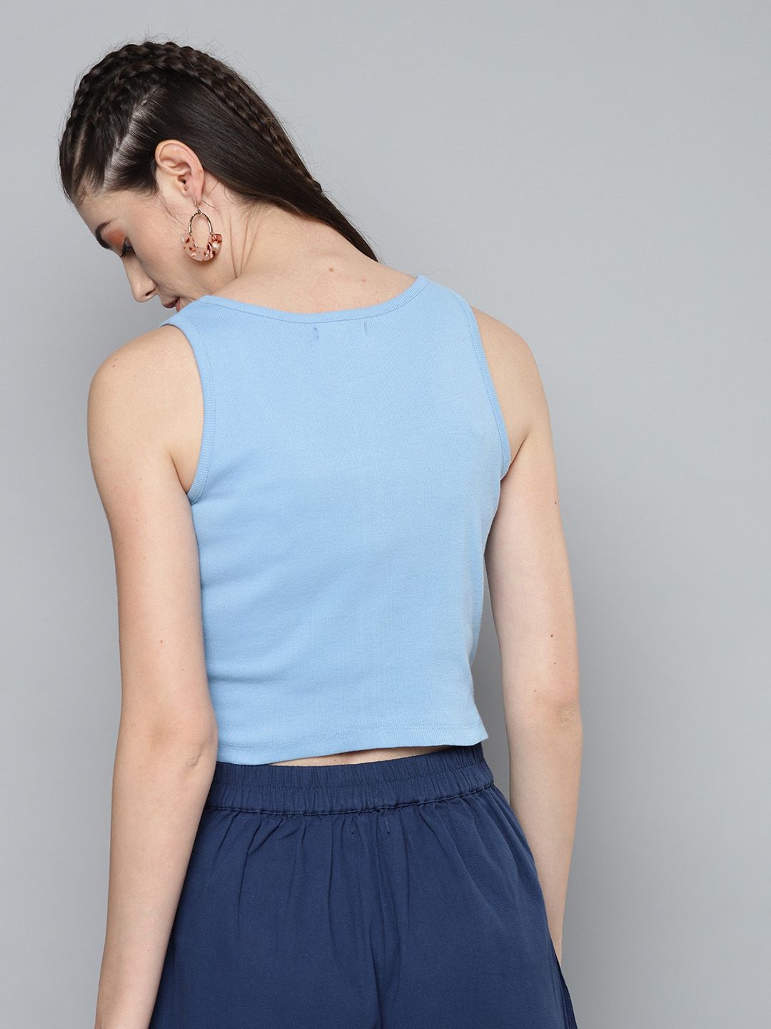 SASSAFRAS Blue Fitted Crop Top