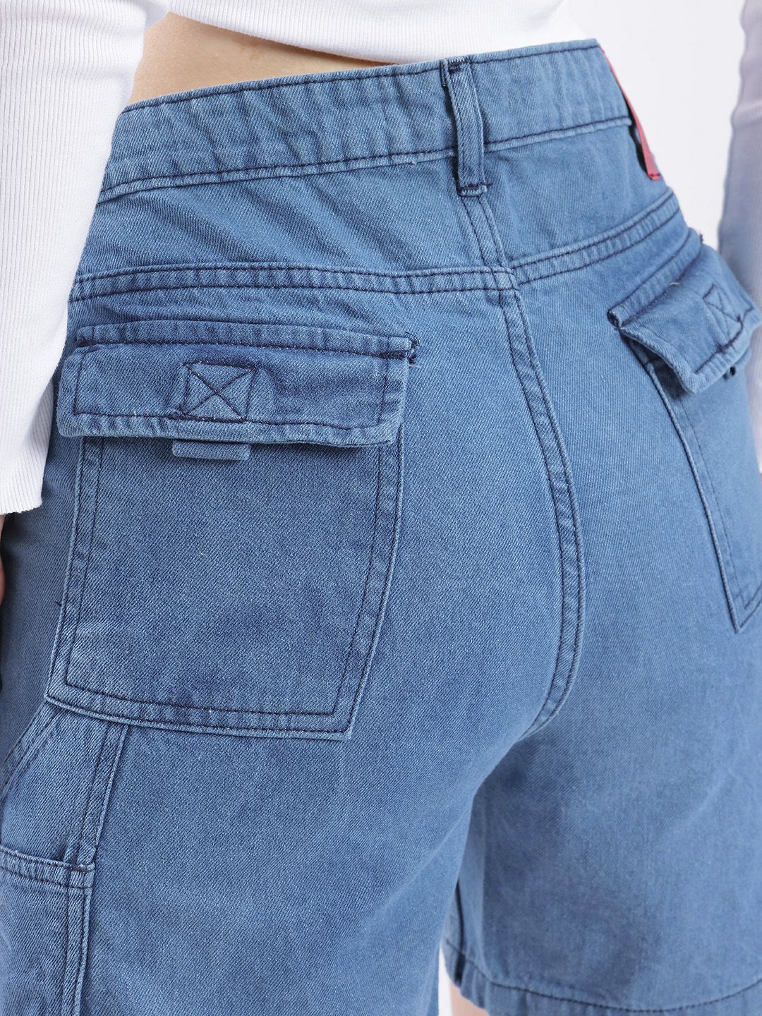 DressBerry Women Utility Touch Denim Cargo Shorts