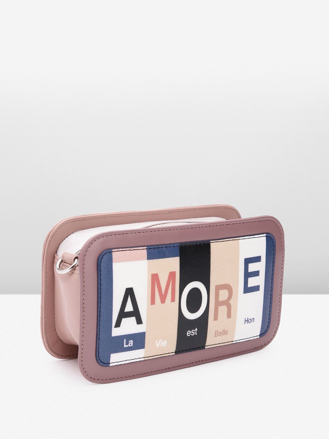 Berrylush Typography Printed Structured Sling Bag