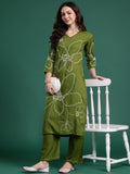 Indo Era Women Floral Embroidered Thread Work Kurta with Palazzos