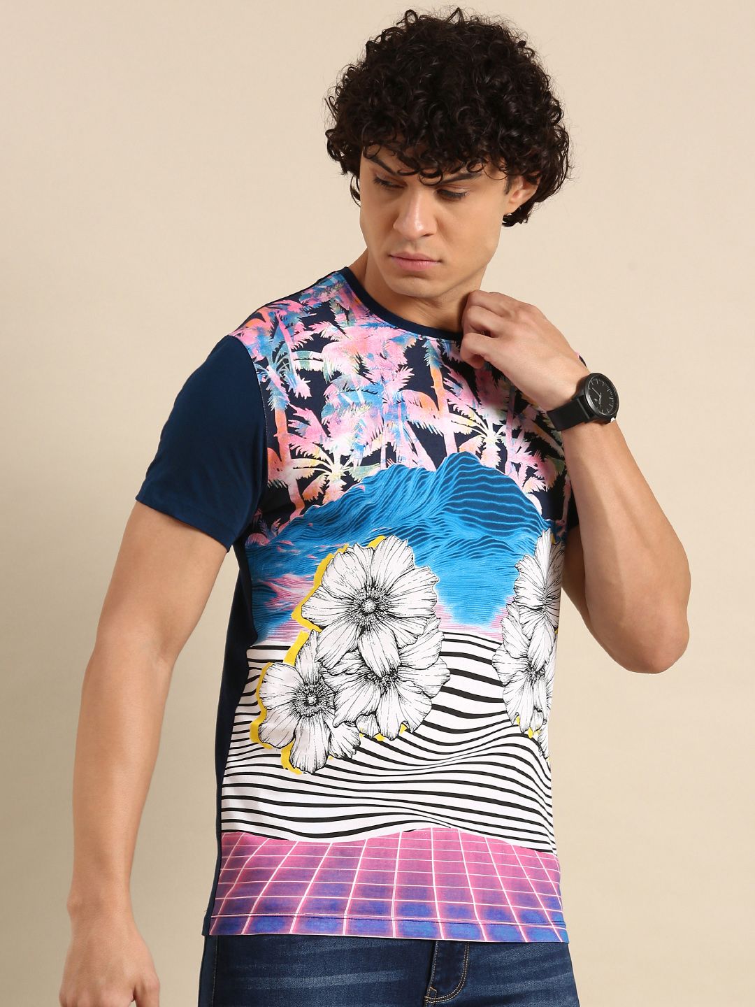 Being Human Tropical Printed Pure Cotton T-shirt