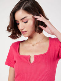 SASSAFRAS Square Neck Knitted Sheath Midi Dress