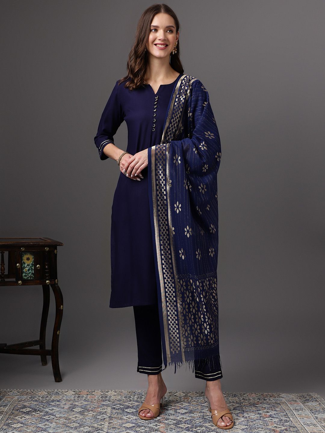 Anouk Kurta Set With Printed Dupatta