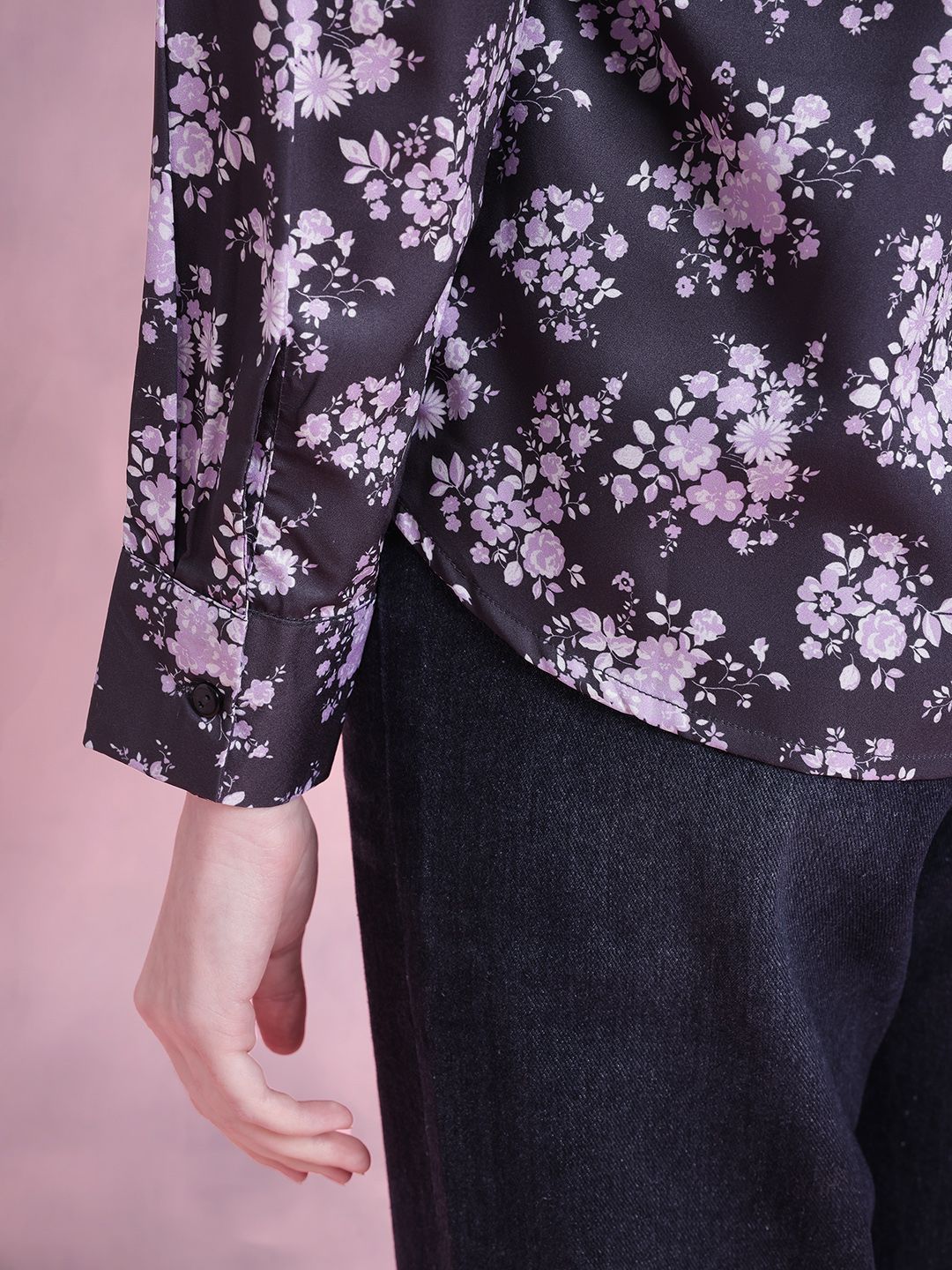 DressBerry Floral Print Spread Collar Casual Shirt