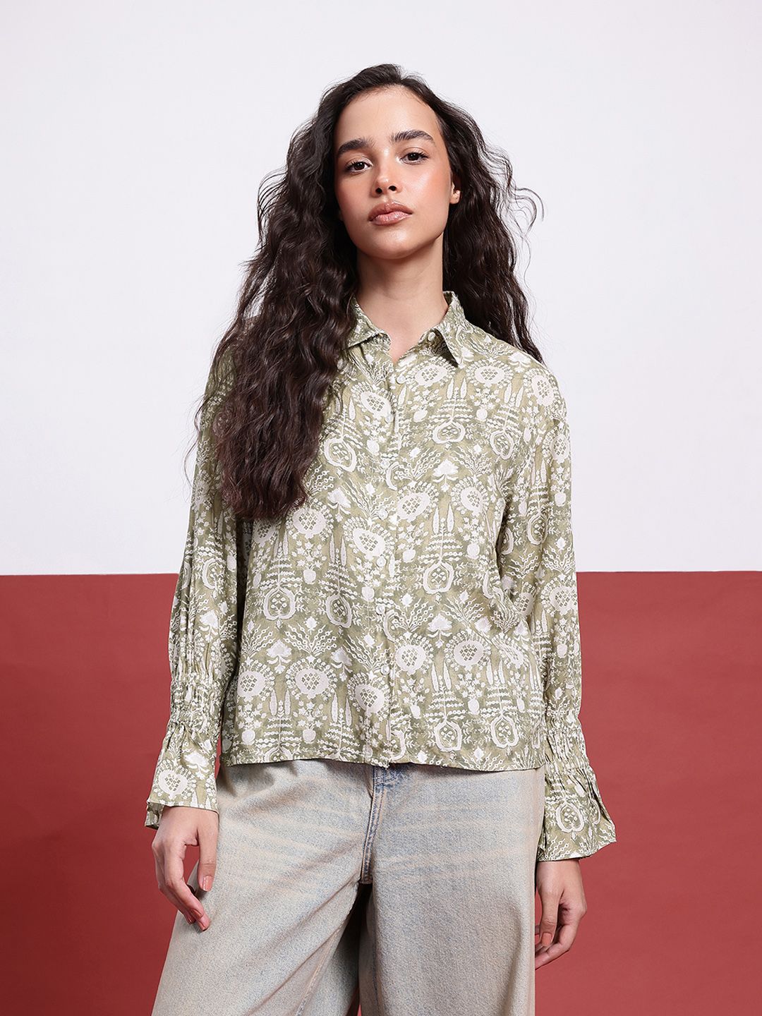 DressBerry Indie Vibes Printed Shirt Style Top