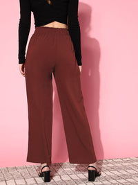 Berrylush Women Elegant Maroon Solid Vacay Attire