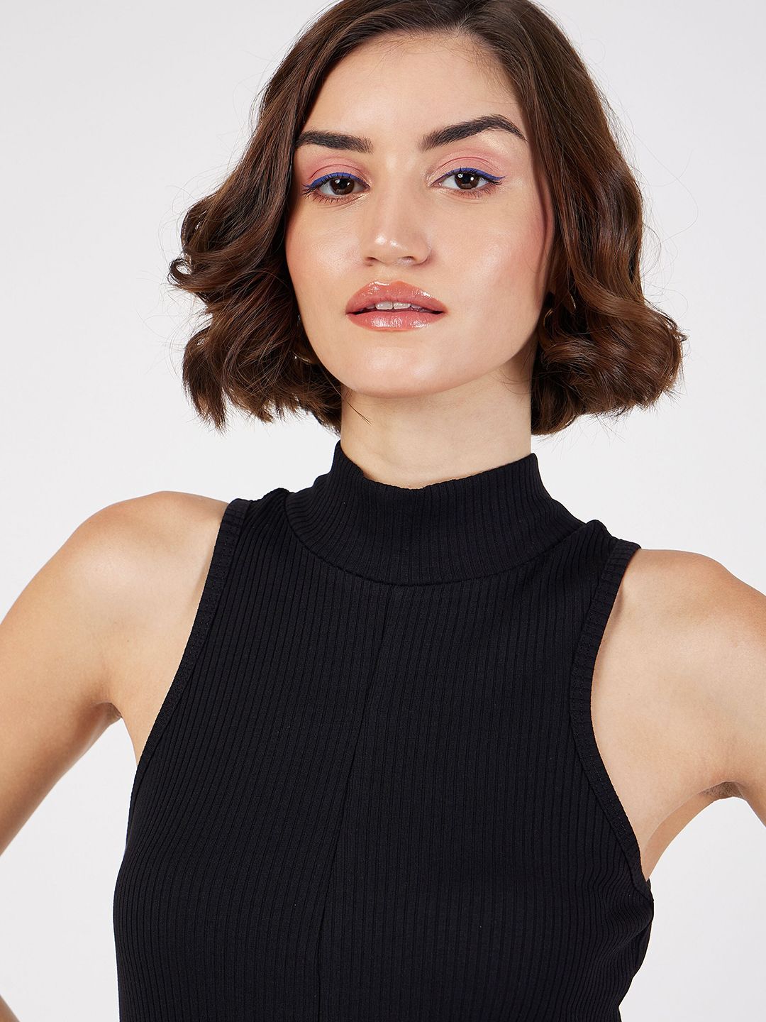 SASSAFRAS High Neck Sleeveless Midi Sheath Dress