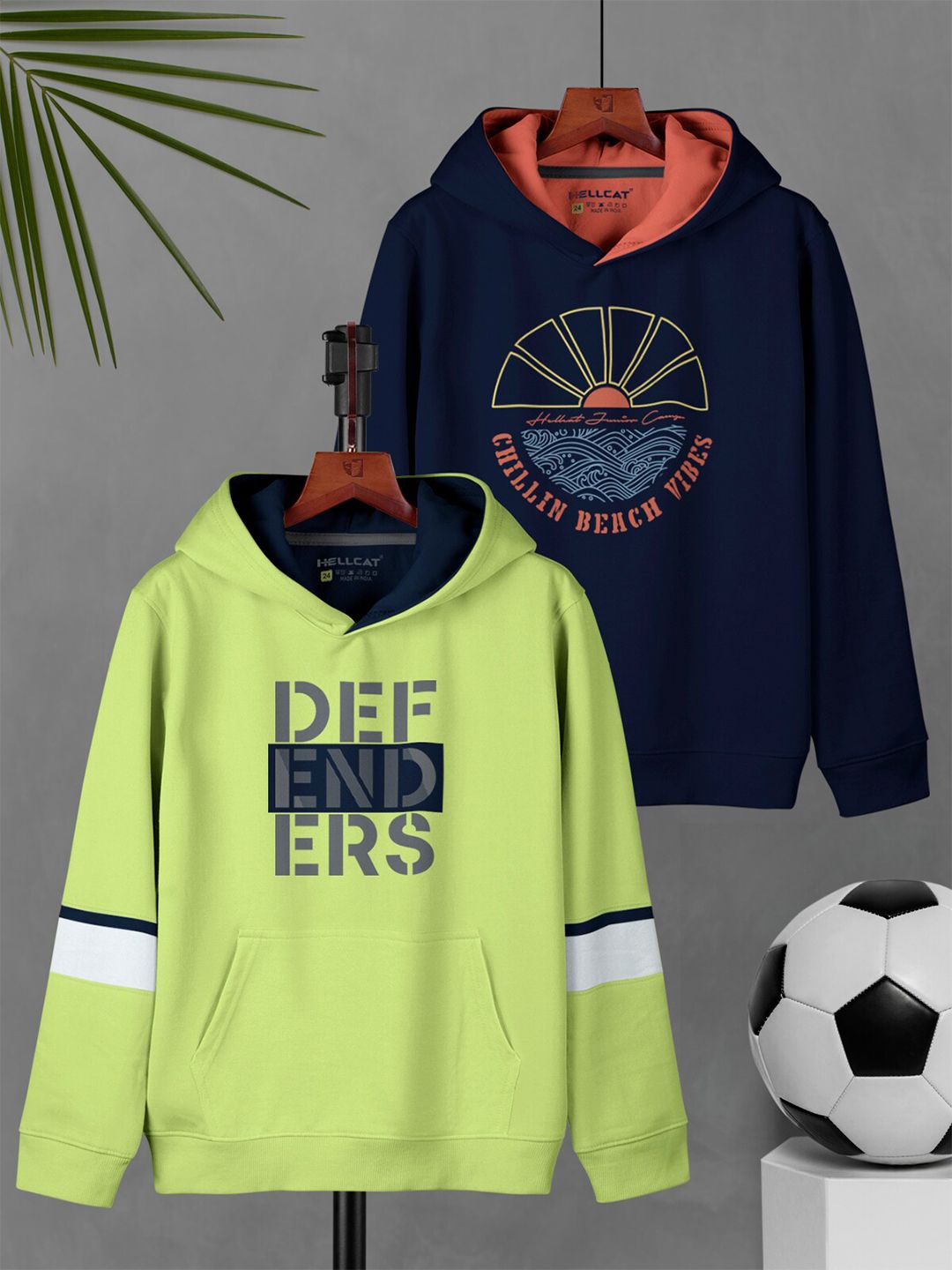 HELLCAT Boys Pack Of 2 Printed Hooded Sweatshirt