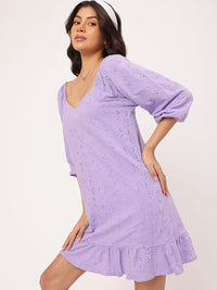 DressBerry Schiffli Splendor Cotton Mini A-Line Dress