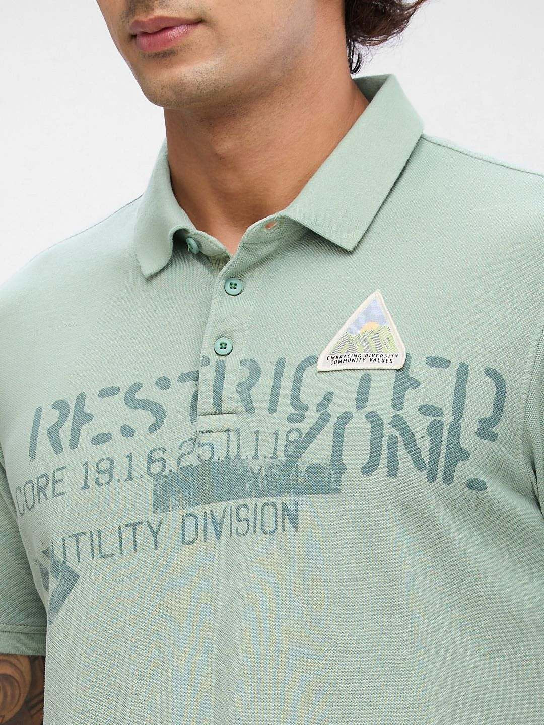 SPYKAR Men Typography Printed Polo Collar Slim Fit T-shirt