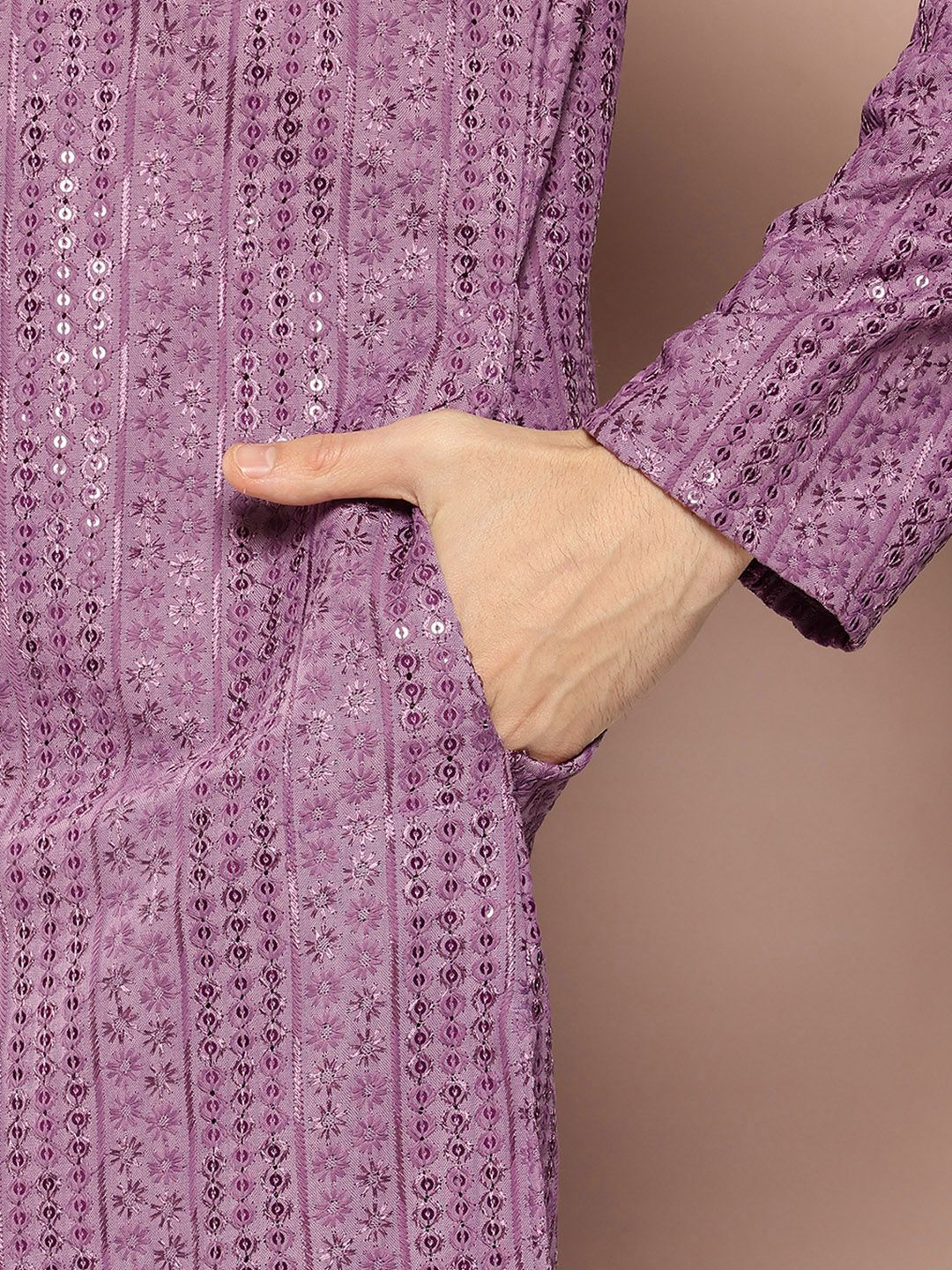 See Designs Men Embroidered Sequinned Kurta with Pyjamas