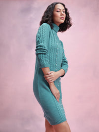 DressBerry Embellished Cable Knit Sheath Acrylic Winter Dress