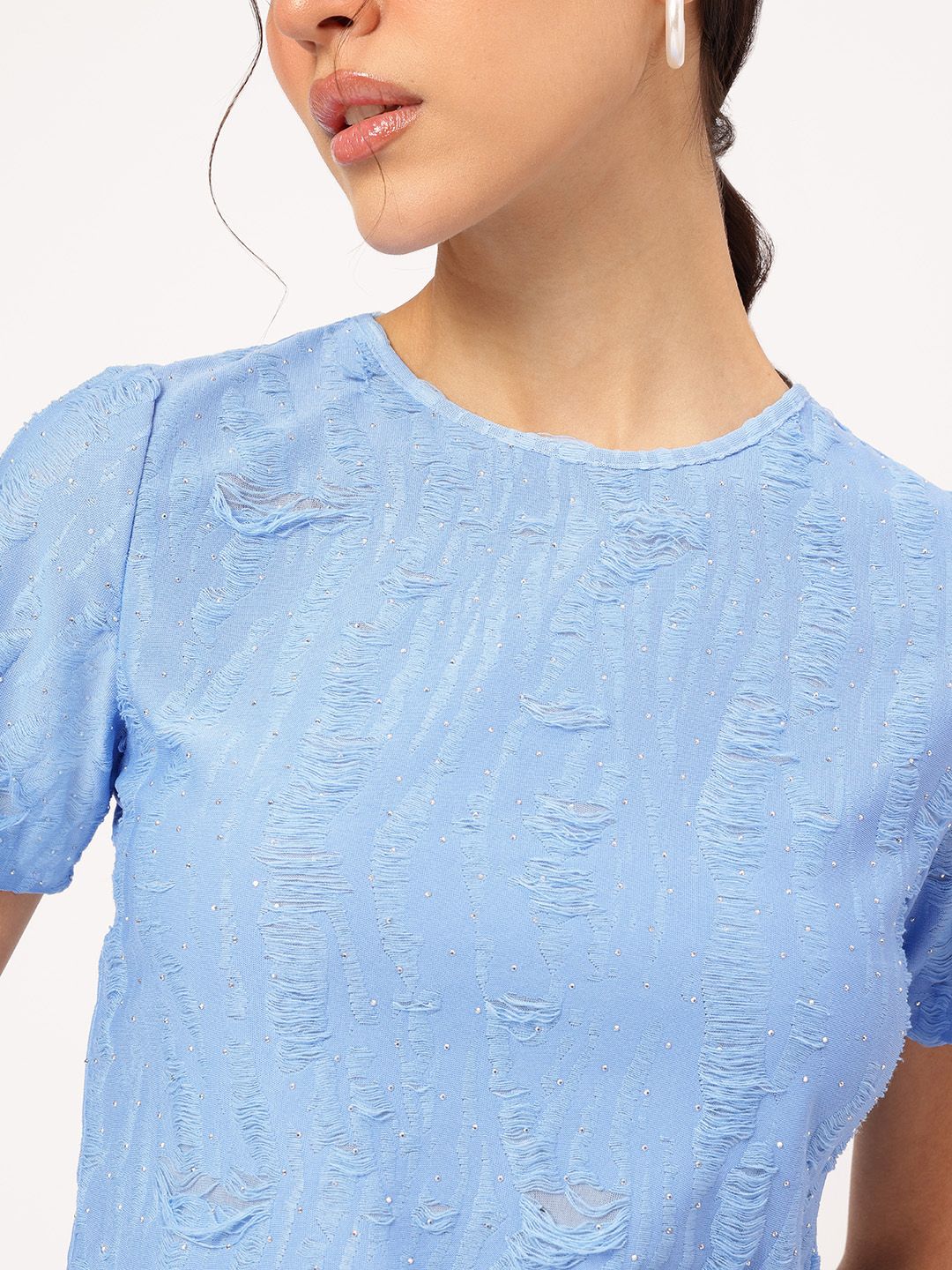 DressBerry Urban Serenity Frayed Studded Top