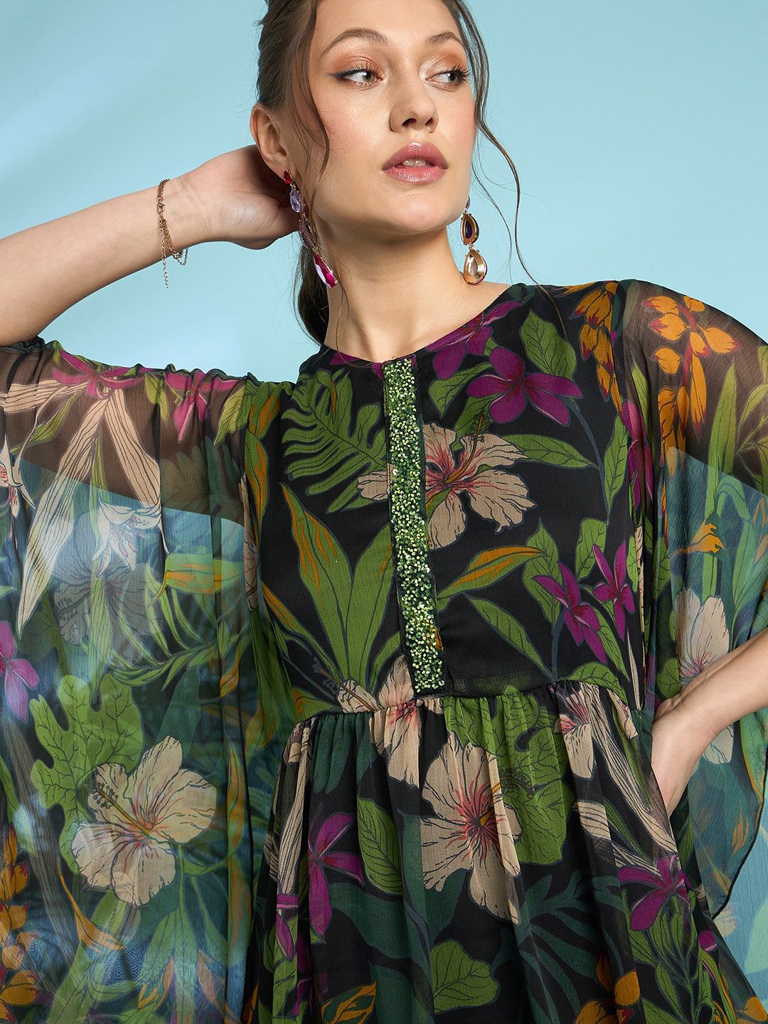 Antheaa Embellished Printed Top And Trouser Co-Ords