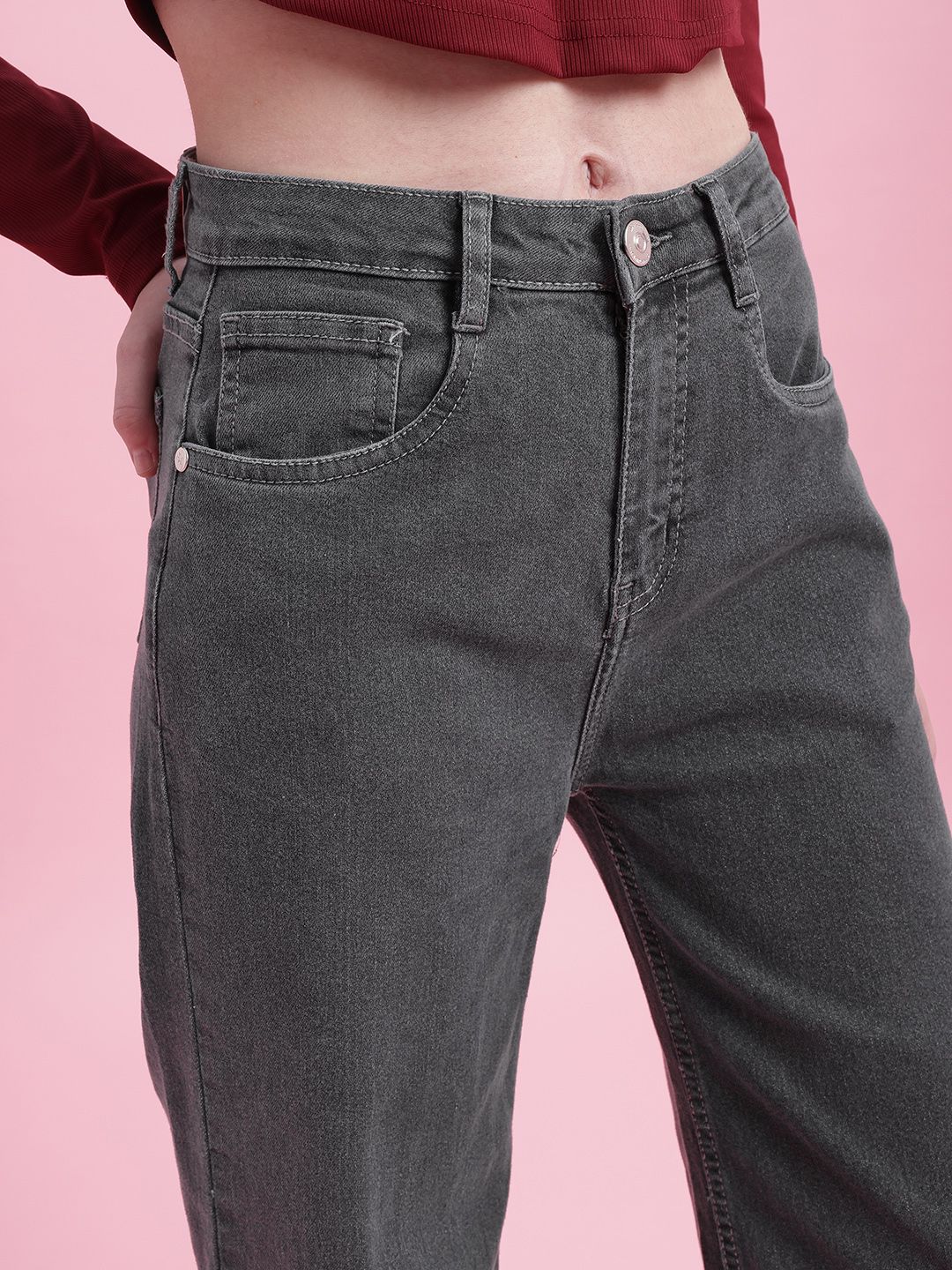 DressBerry Women Mid-Rise Wide Leg Stretchable Jeans