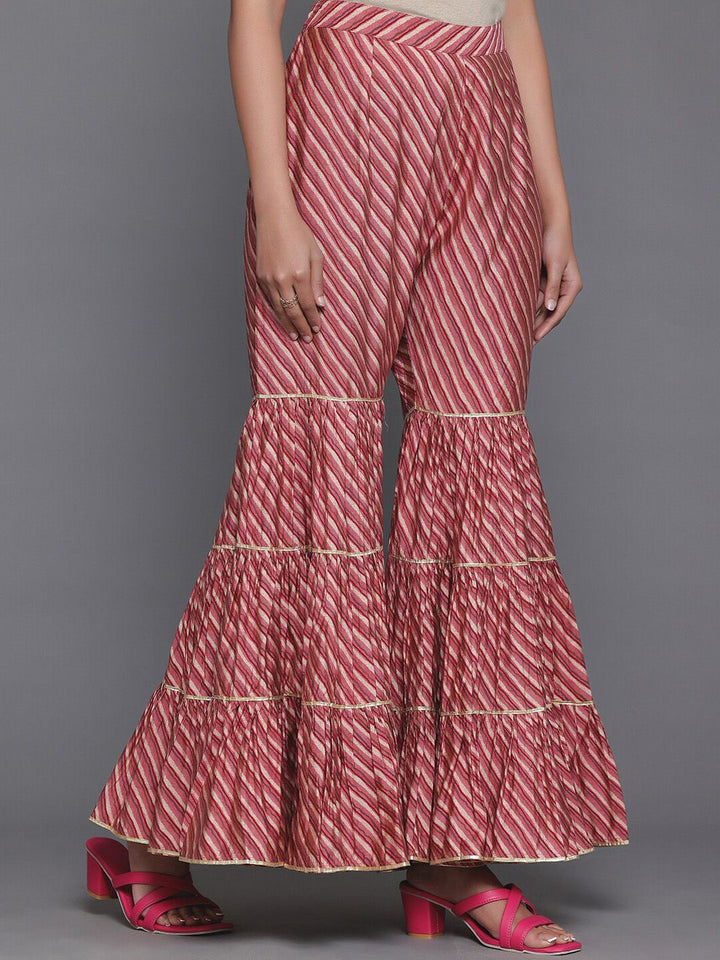 Libas Floral Yoke Design Round Neck Three-Quarter Sleeves Gotta Patti Kurta Set