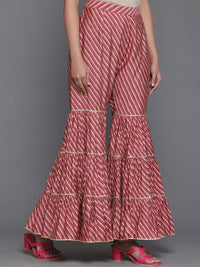 Libas Floral Yoke Design Round Neck Three-Quarter Sleeves Gotta Patti Kurta Set