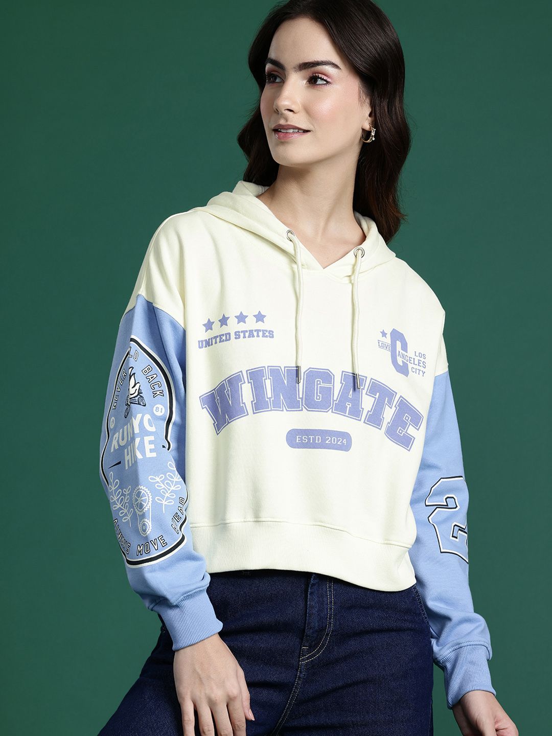 DressBerry Women Printed Hooded Sweatshirt