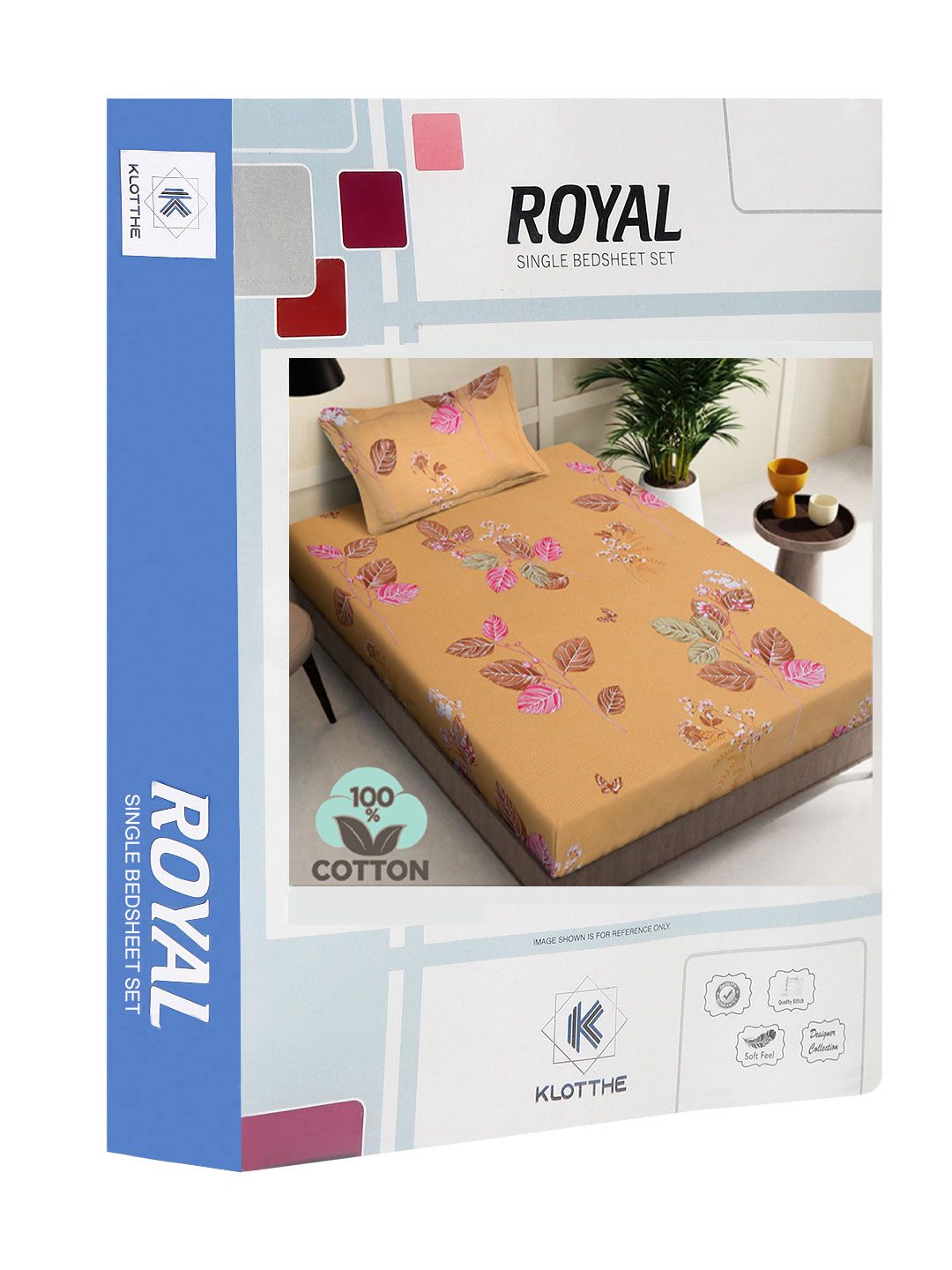 KLOTTHE Floral Cotton 400 TC Single Superfine Bedsheet with Pillow Cover-89 x 59 inches