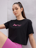 HRX by Hrithik Roshan Brand Logo Print Crop T-shirt