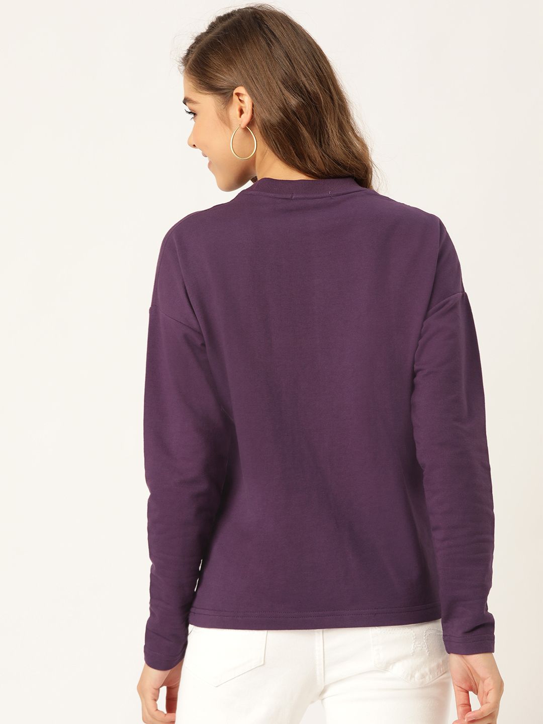 DressBerry Women Purple Solid Sweatshirt