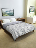 Cortina White & Grey Floral Microfiber AC Room Reversible Single Bed Dohar