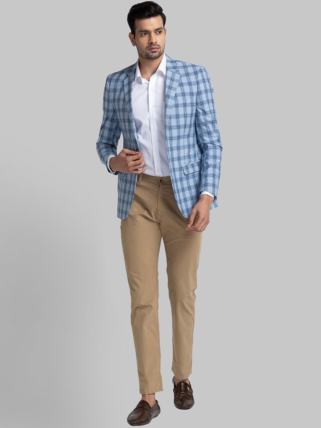 Raymond Checked Contemporary Fit Single-Breasted Blazer
