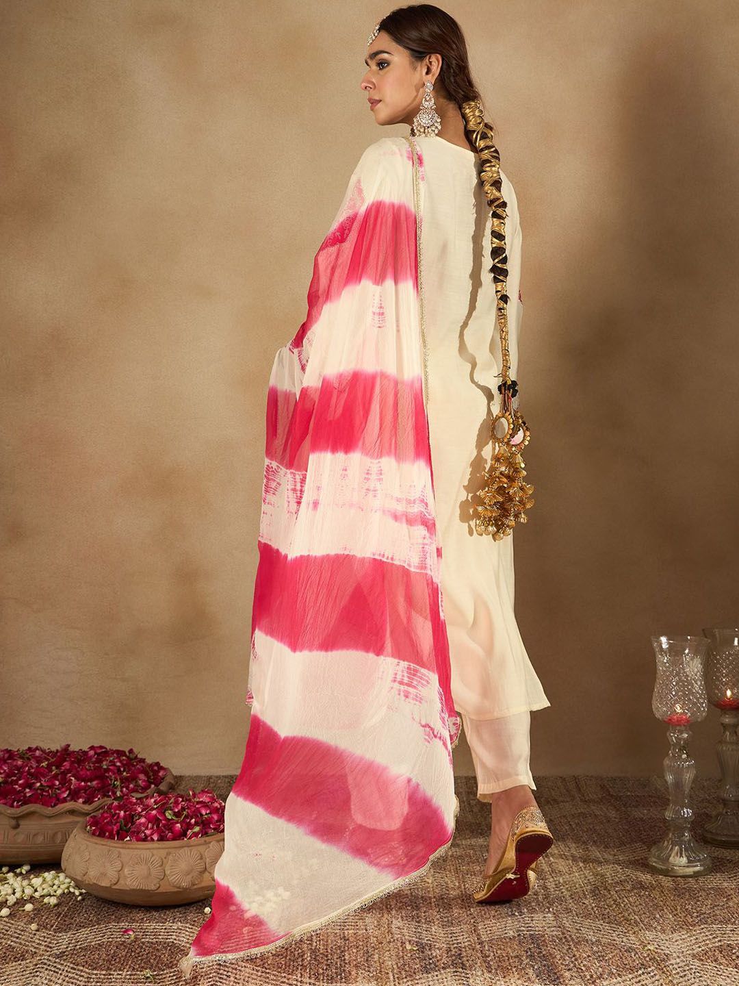 Indo Era Women Ethnic Motifs Embroidered Regular Kurta with Trousers & With Dupatta