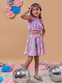 pspeaches Girls Square Neck Sleeveless Top With Skirt