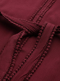 DressBerry Women Maroon Solid Fit and Flare Dress