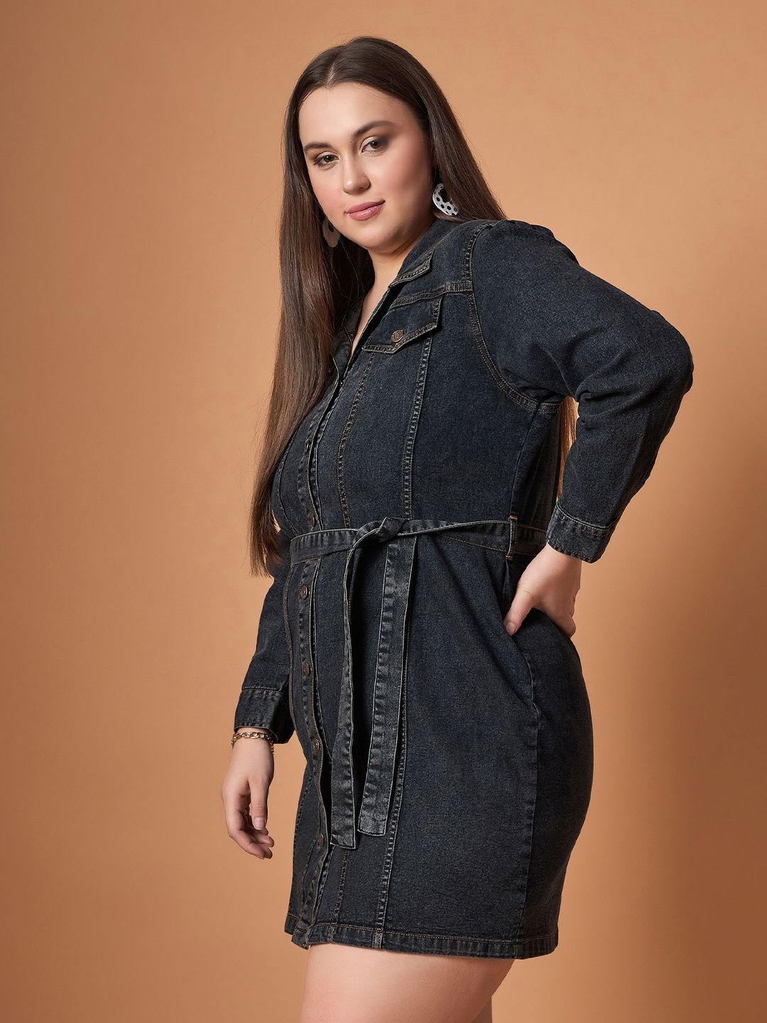 SASSAFRAS Curve Denim Shirt Dress