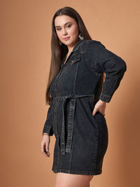 SASSAFRAS Curve Denim Shirt Dress
