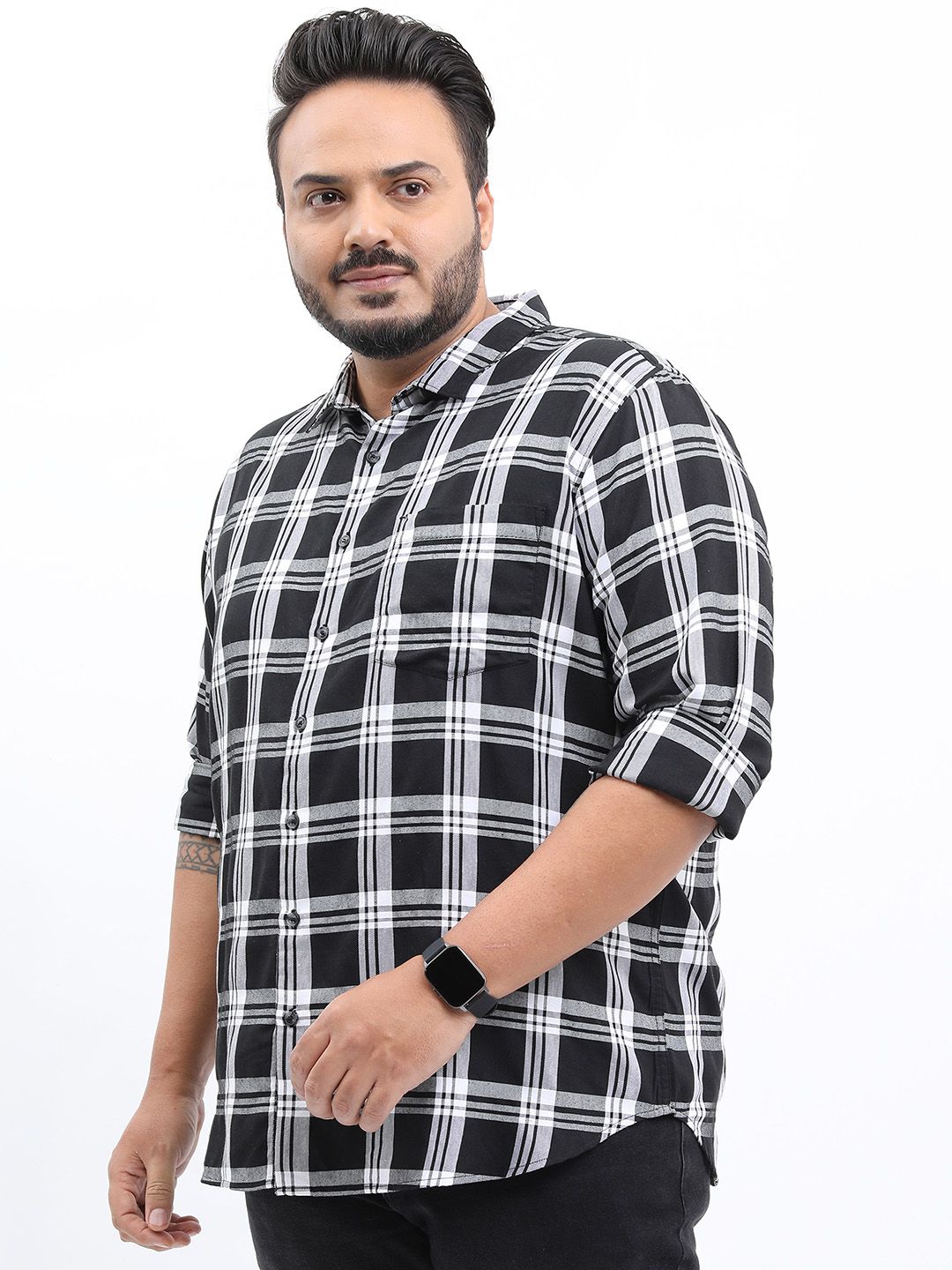 HIGHLANDER Men Plus Size Tartan Checks Casual Shirt
