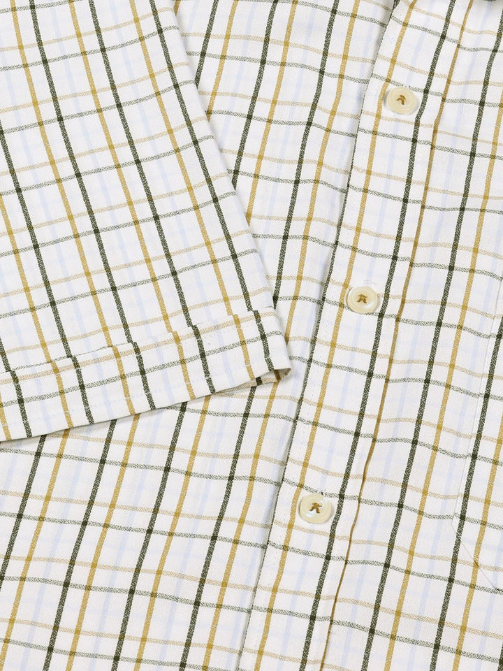 Thomas Scott Men Smart Spread Collar Tartan Checked Cotton Formal Shirt