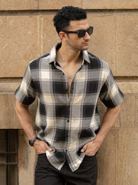 Powerlook Men Black Structured Checks Shirt