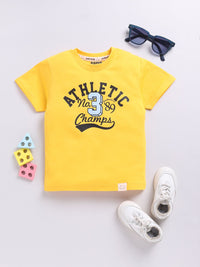 Happy Faces Boys Pure Cotton Typography Printed T-shirt