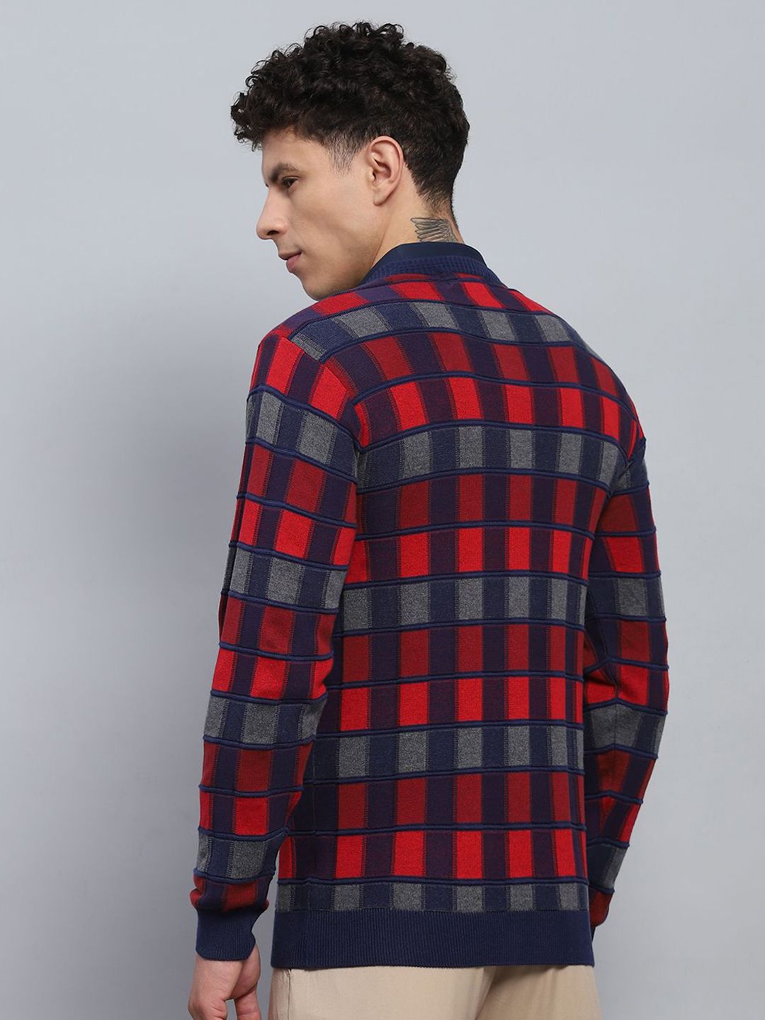 Monte Carlo Men Checked Long Sleeves Pullover