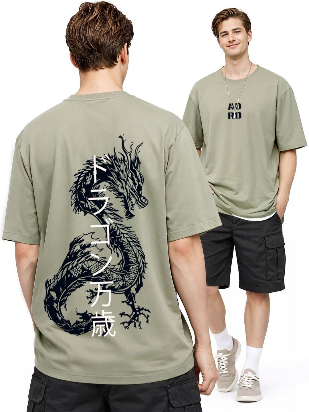 ADRO Men Printed Drop-Shoulder Sleeves T-shirt