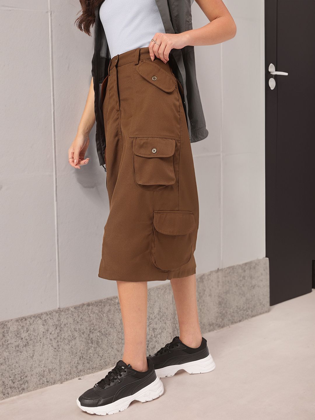 DressBerry Utility Chic Cargo Straight Skirt