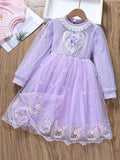 YK Girls Embroidered Fit and Flare Dress