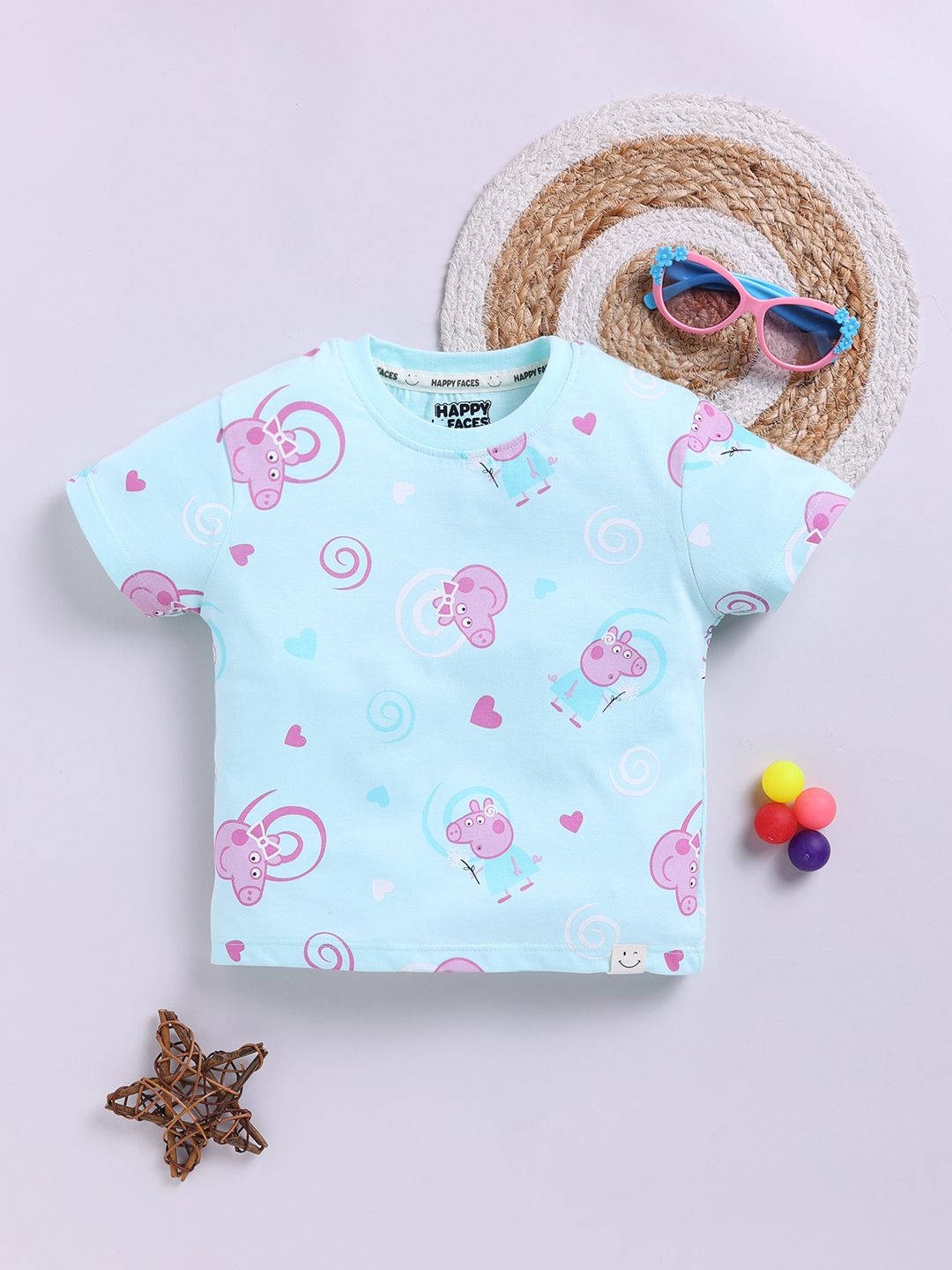 Happy Faces Kids Girls Peppa Pig Printed Pure Cotton T-Shirt