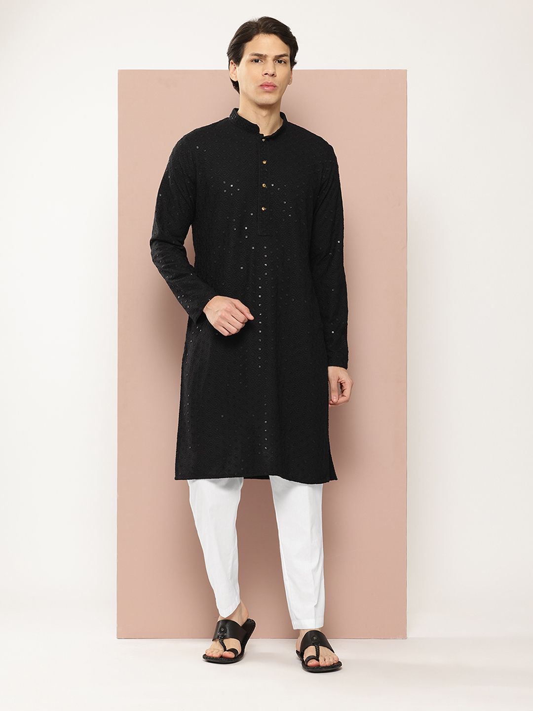 See Designs Men Embroidered Sequinned Kurta with Pyjamas