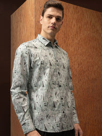 LOCOMOTIVE Luxe Satin Printed Party Shirt