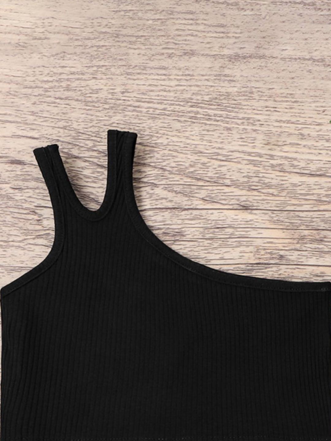 YK Girls Solid One Shoulder Sleeveless Crop Top