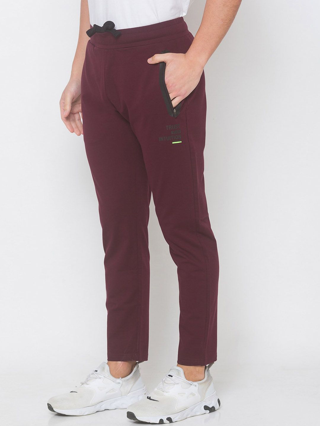 SPYKAR Men Maroon Solid Slim Fit Track Pants