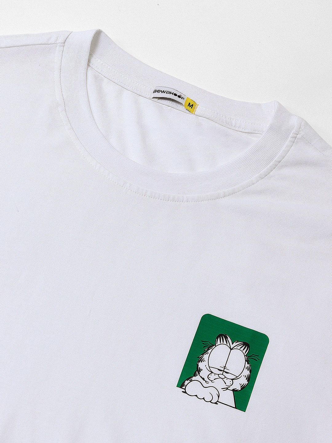 Bewakoof X Garfield Printed Drop-Shoulder Sleeves Oversized Cotton T-Shirt